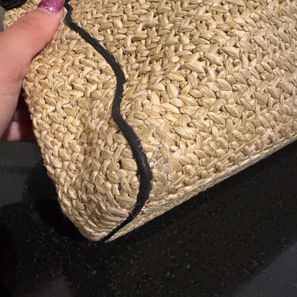 kate spade Black Leather & Straw Shoulder/Crossbody Bag - Picture 3 of 8